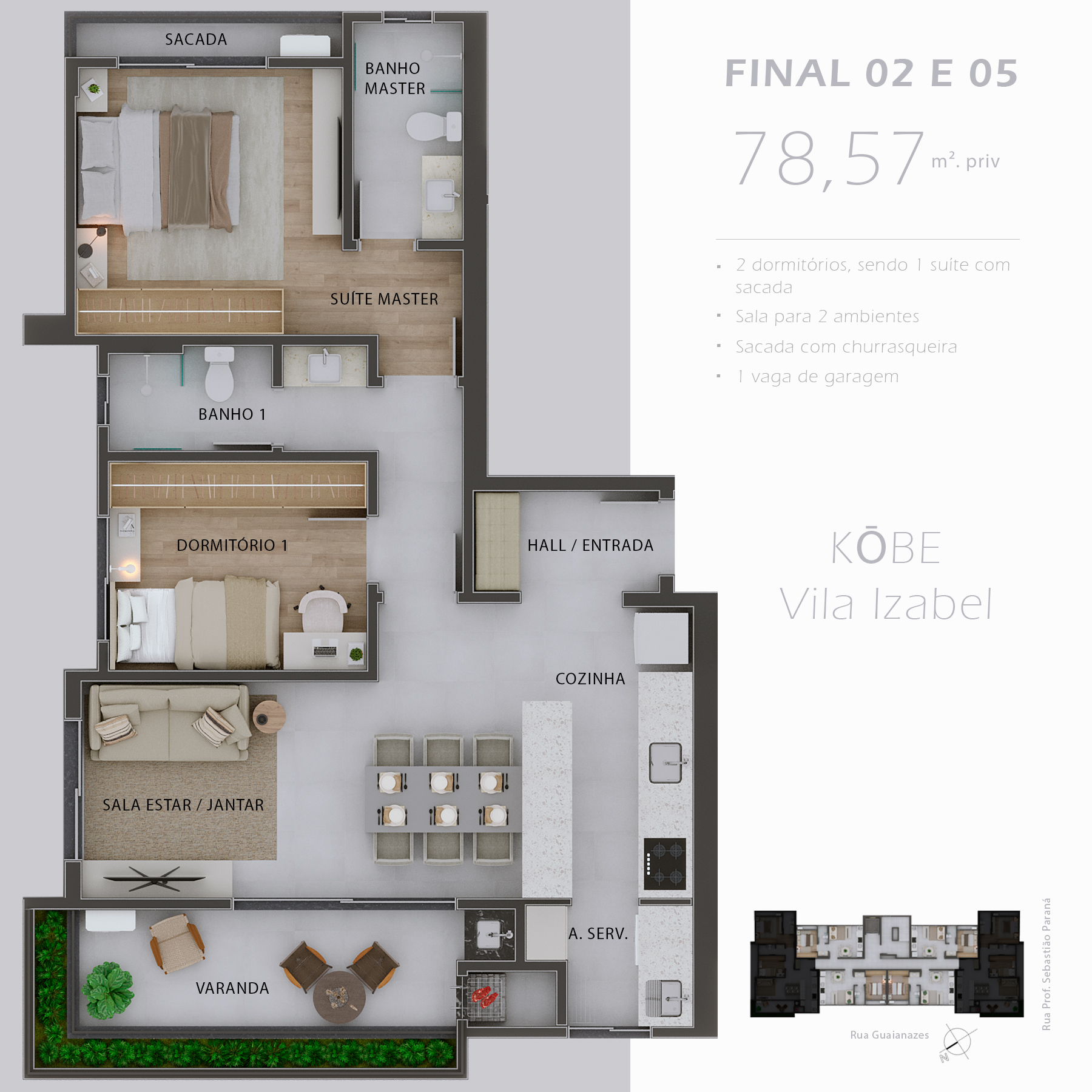 Planta Planta Final 02 e 05 - 78,57m²