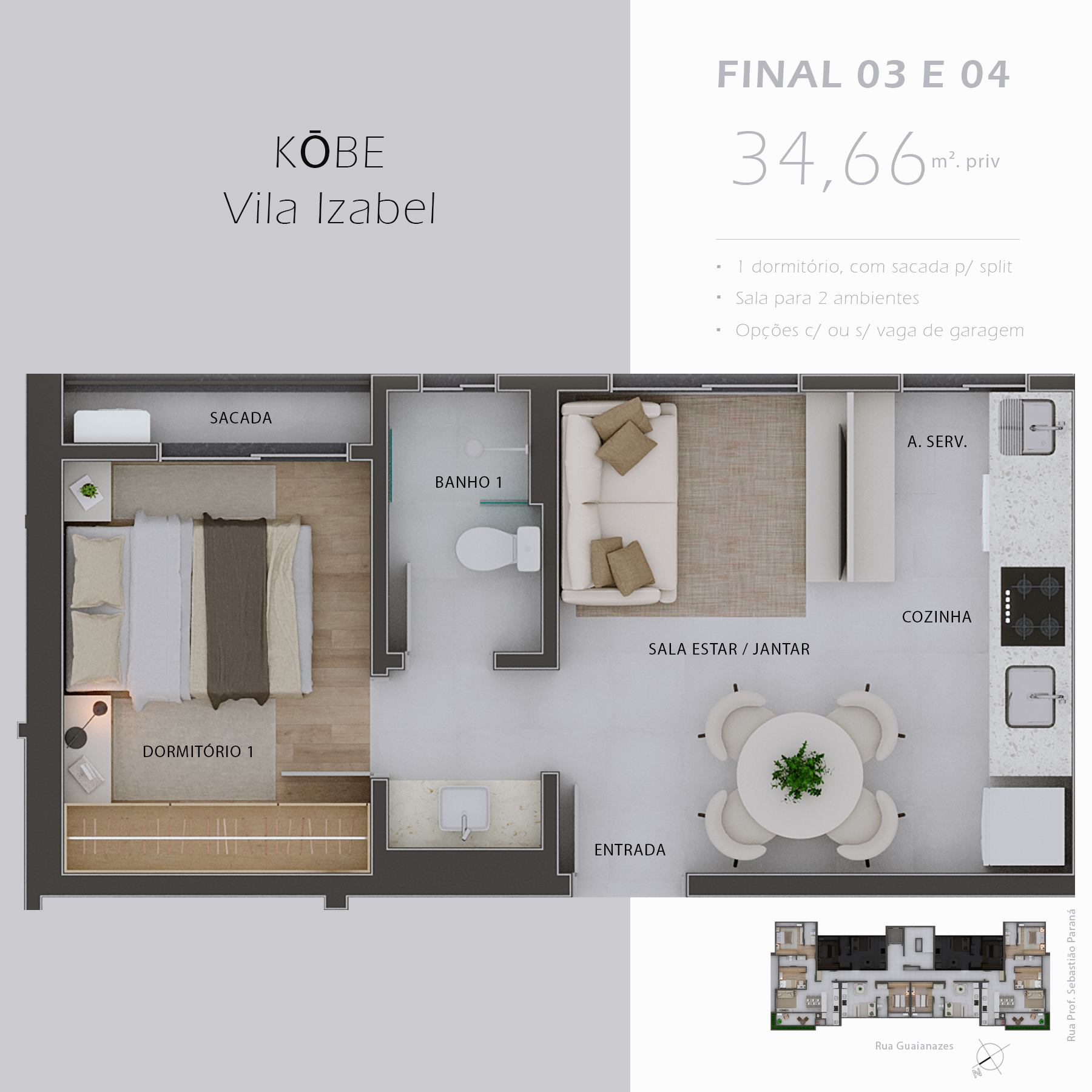 Planta Planta Final 03 e 04 - 34,66m²